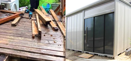 物置解体、ウッドデッキ解体